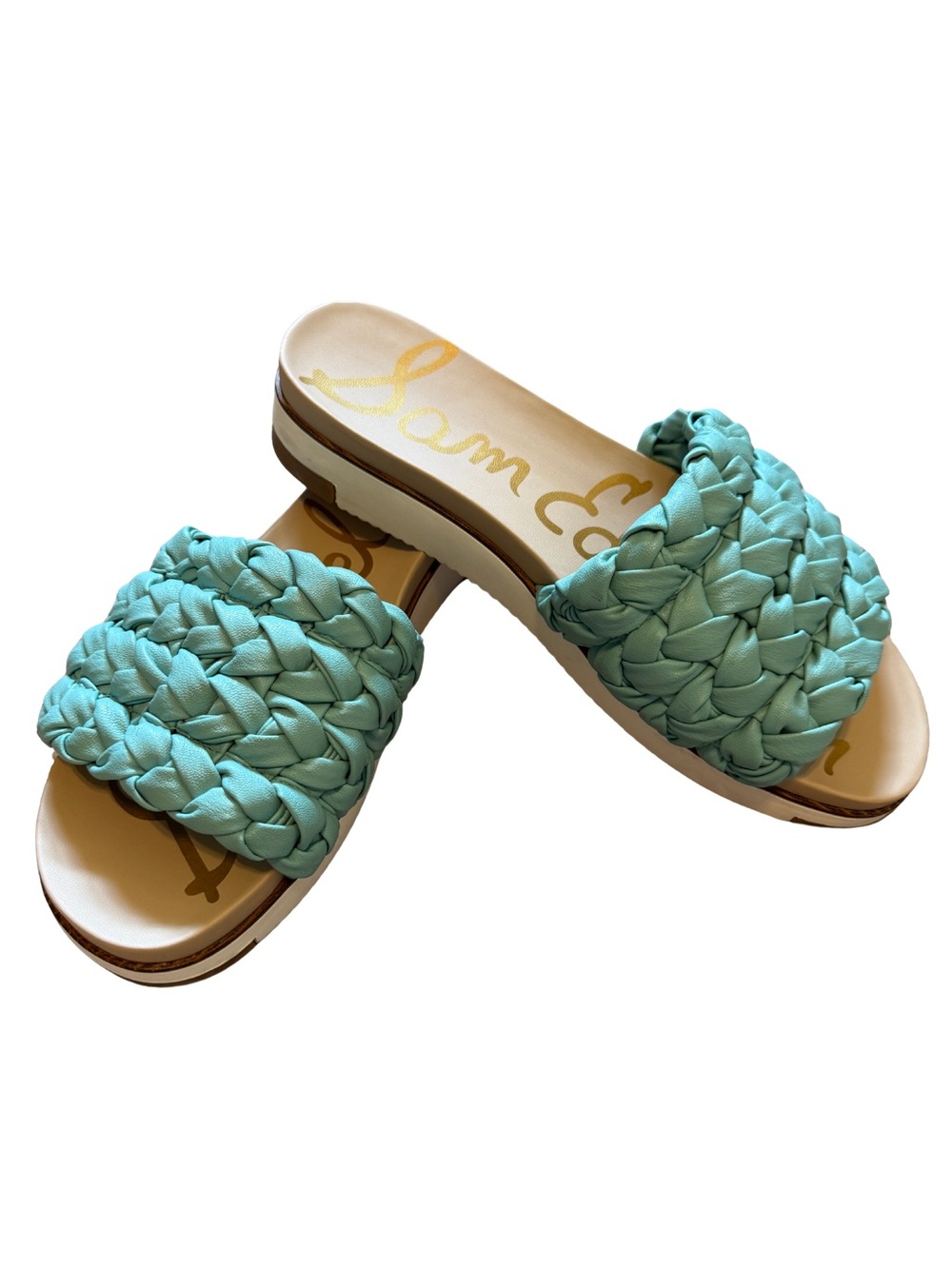 EUC Sam Edelman Ainslie Braided Slide Slip On Sandals Teal 11M